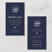 Modern Navy Bedankt voor het winkelen Klein Visitekaartje (Voorkant / Achterkant)
