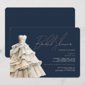 Modern Navy Beige trouwjurk Vrijgezellenfeest Kaart (Voorkant / Achterkant)