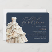Modern Navy Beige trouwjurk Vrijgezellenfeest Kaart (Voorkant)