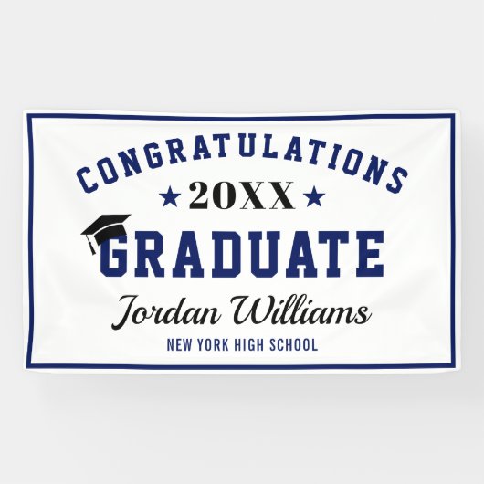 Modern Navy Black class van 2023 Graduation Party Spandoek (Horizontaal)