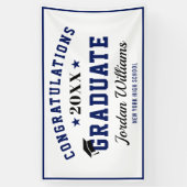 Modern Navy Black class van 2023 Graduation Party Spandoek (Verticaal)