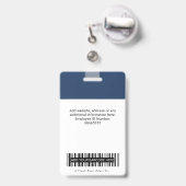 Modern Navy Blau Bedrijfslogo Barcode Badge (Achterkant met uittrekbare clip)