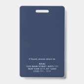 Modern Navy Blau Logo Beveiliging Personeel Foto Badge (Achterkant)