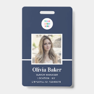 Modern Navy Blau Logo Beveiliging Personeel Foto Badge