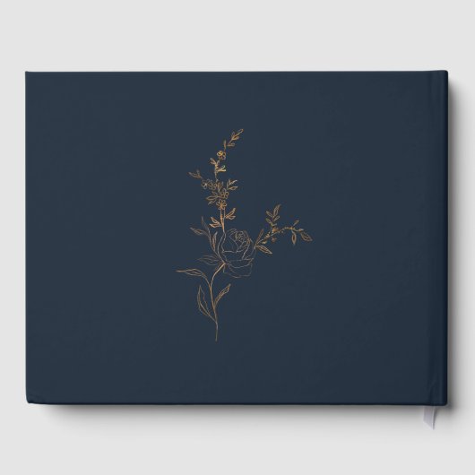 Modern Navy blauw en goud gastenboek (Achterkant)