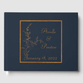 Modern Navy blauw en goud gastenboek (Voorkant)