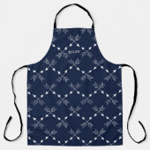Modern Navy blauw en wit pijlpatroon Monogram Schort (Voorkant)