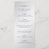 Modern Navy blauw en zilver bruiloft menu (Voorkant)