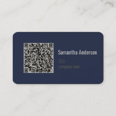 Modern Navy blauw en zilver met QR-code | Visitekaartje (Achterkant)