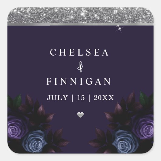 Modern Navy blauw en zilver voeg Logo toe Vierkante Sticker (Voorkant)