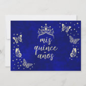 Modern Navy Blauw Goud 15e Verjaardag Quinceañera Save The Date (Achterkant)