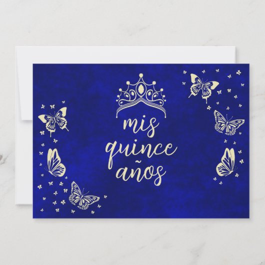 Modern Navy Blauw Goud 15e Verjaardag Quinceañera Save The Date (Achterkant)