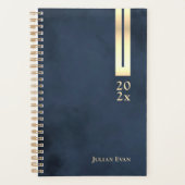 Modern Navy Blauw & Goud Glanzend Detail Niet geda Planner (Voorkant)