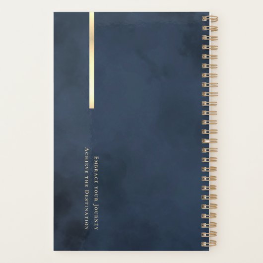 Modern Navy Blauw & Goud Glanzend Detail Niet geda Planner (Achterkant)