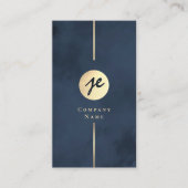 Modern Navy Blauw & Goud Monogram Visitekaartje (Voorkant)