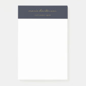 Modern Navy Blauw Goud Script Kalligrafie Monogram Post-it® Notes (Voorkant)