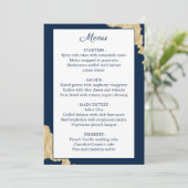 Modern Navy Blauw & Goud Wedding Menu (Staand voorkant)