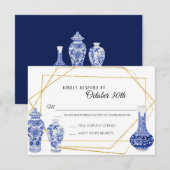  Modern Navy Blauw Gouden Vaas Gember Jar RSVP Kaart (Voorkant / Achterkant)