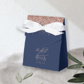 Modern Navy Blauw Roos Gouden Glitter Bruiloft Bedankdoosjes