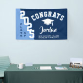 Modern Navy Blauw Wit 2024 Graduation Party Spandoek (Beurs)