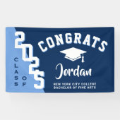 Modern Navy Blauw Wit 2024 Graduation Party Spandoek (Horizontaal)