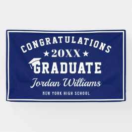 Modern Navy Blauw Wit 2024 Graduation Party Spandoek