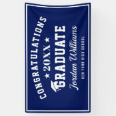 Modern Navy Blauw Wit 2024 Graduation Party Spandoek (Verticaal)