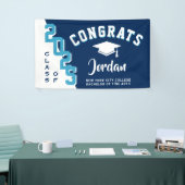 Modern Navy Blauw Wit 2025 Graduation Party Spandoek (Beurs)