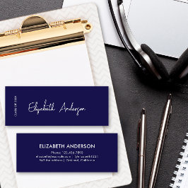 Modern Navy blauw wit Afstuderen Student Afstudere Contactkaartje