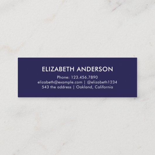 Modern Navy blauw wit Afstuderen Student Afstudere Contactkaartje (Achterkant)