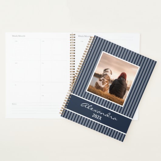 Modern Navy Blue 1 Photo 2023 Custom Planner (Display)
