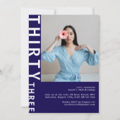 Modern Navy Blue 33e verjaardag foto uitnodiging (Voorkant)