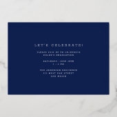 Modern Navy Blue 3 Photo Afstuderen aangekondigd Folie Uitnodiging (Achterkant)