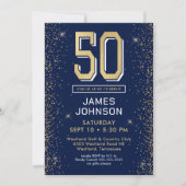 Modern Navy Blue 50ste verjaardag Kaart (Voorkant)