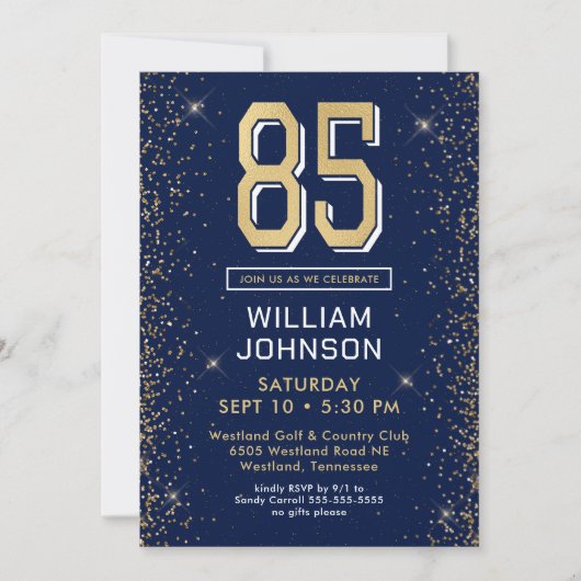 Modern Navy Blue 85e verjaardag Kaart (Voorkant)