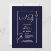 Modern Navy Blue 90ste verjaardagsfeest Kaart (Voorkant)