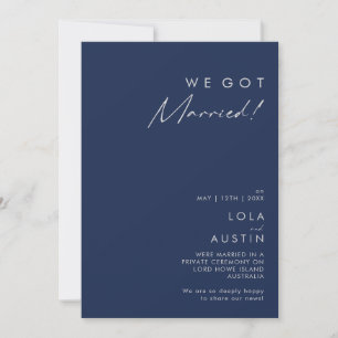 Modern Navy Blue   Aankondiging Silver Elopement