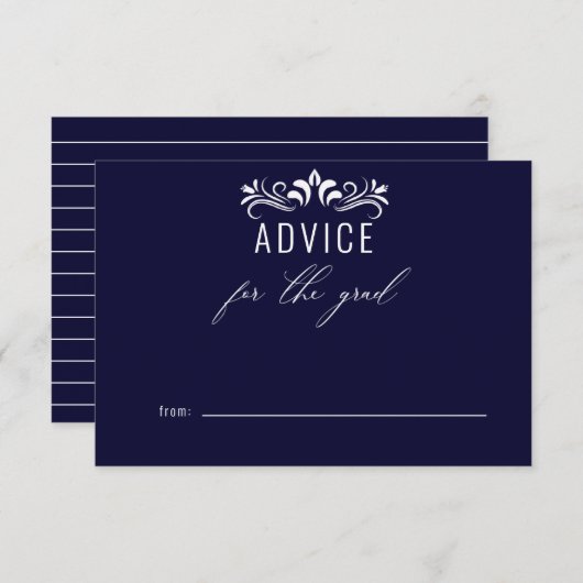 Modern Navy Blue advies voor de Afstuderen Informatiekaartje (Voorkant / Achterkant)