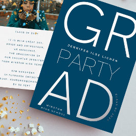 MODERN NAVY BLUE AFSTUDEERDER PARTY Class of 2023  Folie Uitnodiging