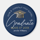 Modern Navy Blue Afstuderen Custom 2025 Afstuderen Magneet (Voorkant)