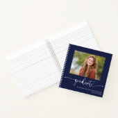 Modern Navy Blue Afstuderen gastenboek met foto Notitieboek (Binnen)