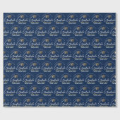 Modern Navy Blue Afstuderen Gepersonaliseerd Afstu Cadeaupapier (Vlak)