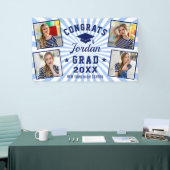 Modern Navy Blue Afstuderen Klasse van 2024 4 FOTO Spandoek (Beurs)
