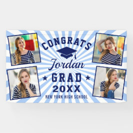 Modern Navy Blue Afstuderen Klasse van 2024 4 FOTO Spandoek
