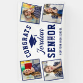 Modern Navy Blue Afstuderen Klasse van 2024 4 FOTO Spandoek (Verticaal)