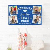 Modern Navy Blue Afstuderen Klasse van 2024 4 FOTO Spandoek (Insitu)