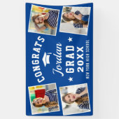 Modern Navy Blue Afstuderen Klasse van 2024 4 FOTO Spandoek (Verticaal)