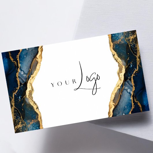 Modern Navy Blue Agaat Logo Visitekaartje