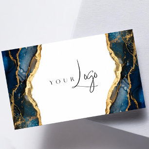Modern Navy Blue Agaat Logo Visitekaartje