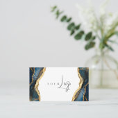 Modern Navy Blue Agaat Logo Visitekaartje (Staand voorkant)
